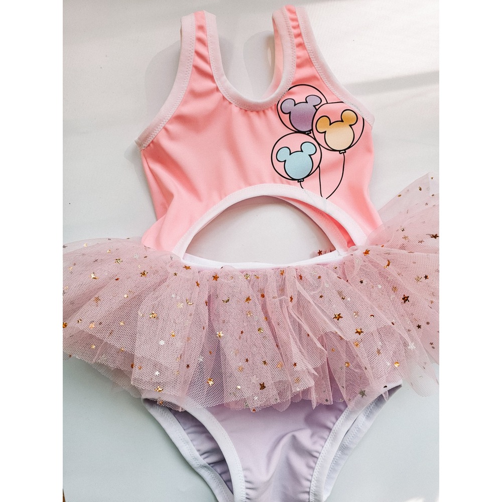 Fancy Shmancy Baby Girls Pink Tutu Swimsuit Mickey Balloons Size 4
